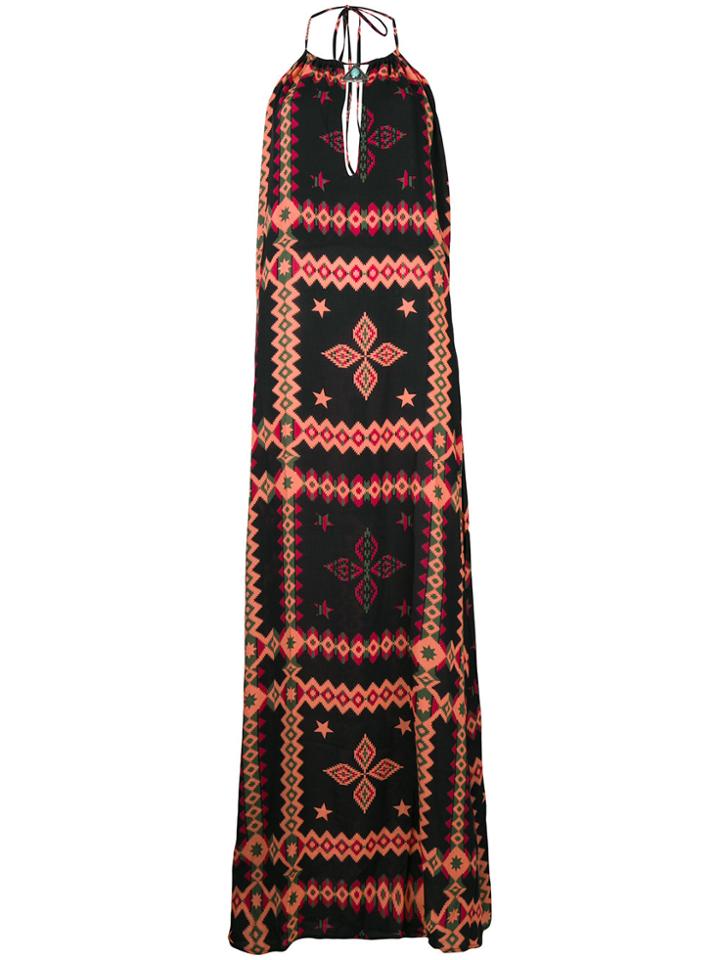 Fisico Ethnic Print Halterneck Dress - Black