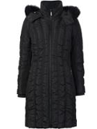 Zac Zac Posen 'carla' Padded Coat, Women's, Size: Medium, Black, Fox Fur/nylon/polyester/spandex/elastane