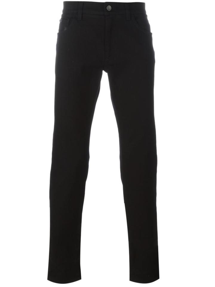 Dolce & Gabbana Slim Fit Jeans, Men's, Size: 48, Black, Cotton/spandex/elastane/calf Leather