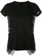 Sacai - Hounds-tooth Insert T-shirt - Women - Linen/flax/polyester - 2, Black, Linen/flax/polyester