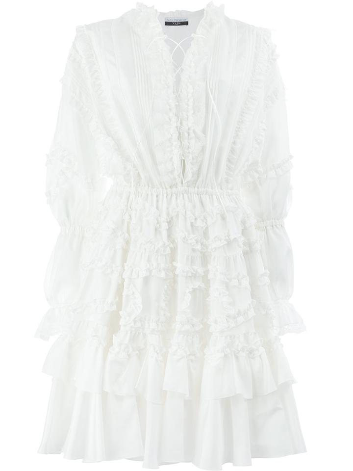 Faith Connexion Ruffle Lace-up Dress - White