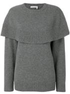 Chloé - Cape Knitted Sweater - Women - Cashmere - L, Grey, Cashmere