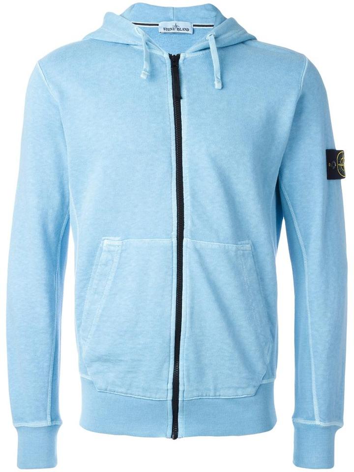 Stone Island Zip Up Hoodie, Men's, Size: Xxl, Blue, Cotton