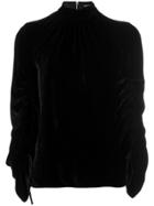 Reinaldo Lourenço Funel Neck Velvet Blouse - Black