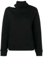 Zilver High Neck Open Shoulder Sweatshirt In Organic Cotton - Black
