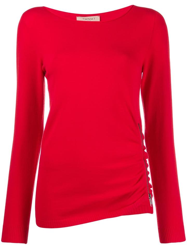 Twin-set Zip Detail Jumper - Red
