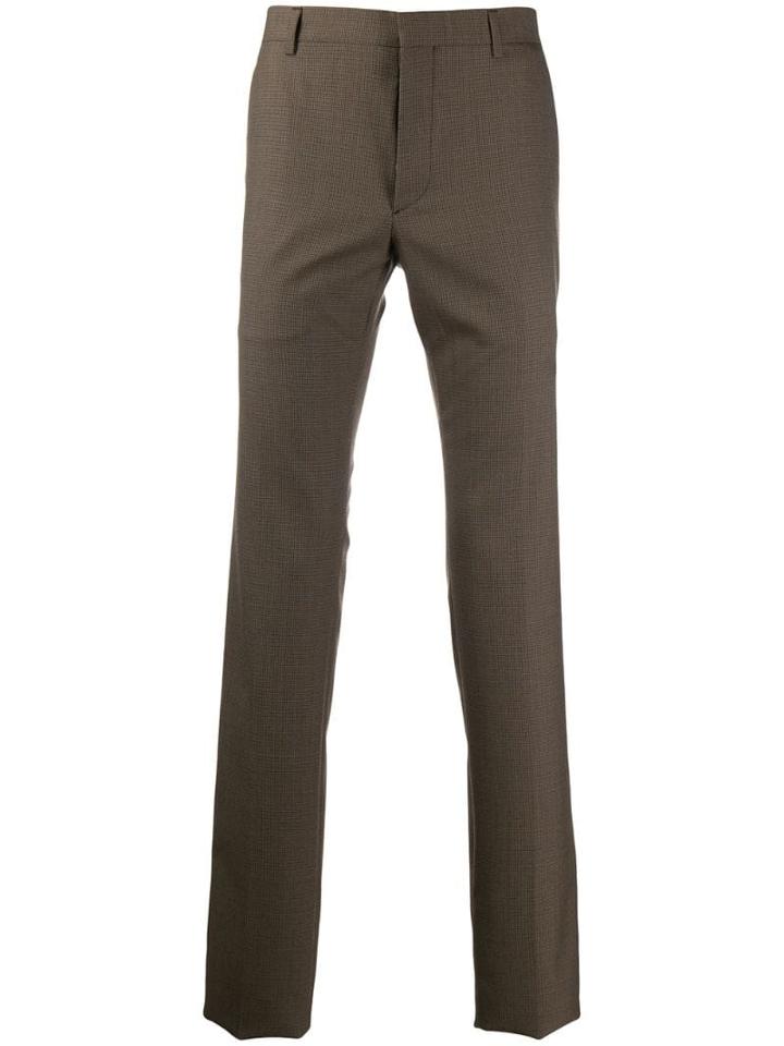 Prada Checked Slim-fit Trousers - Green