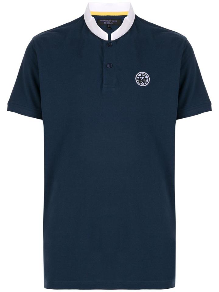 Shanghai Tang Mandarin-collar Pique Polo Shirt - Blue