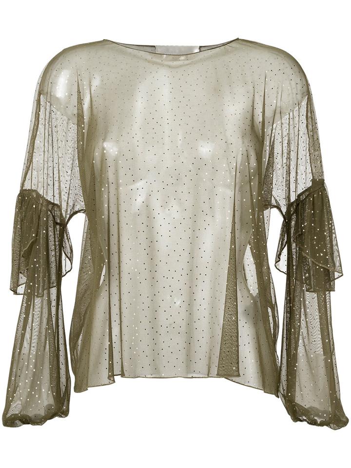 Sheer Top - Women - Polyamide - 38, Grey, Polyamide, Lilly Sarti