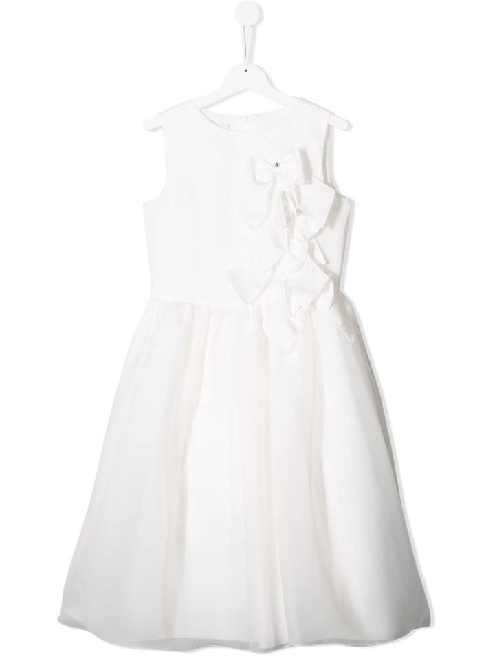 Petit Teen Bow Appliqué Dress - White