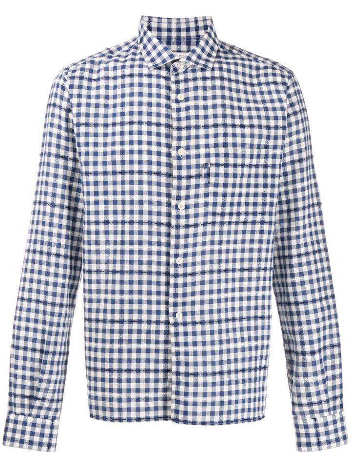 Ymc Long Sleeved Checked Shirt - Blue