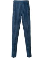 Pt01 - Cloqué Checked Trousers - Men - Cotton/spandex/elastane - 50, Blue, Cotton/spandex/elastane