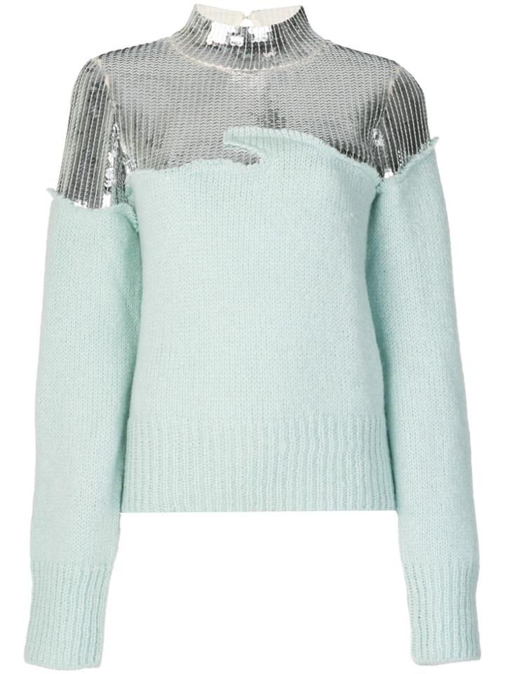 Aviù Sequined Turtle Neck Jumper - Green