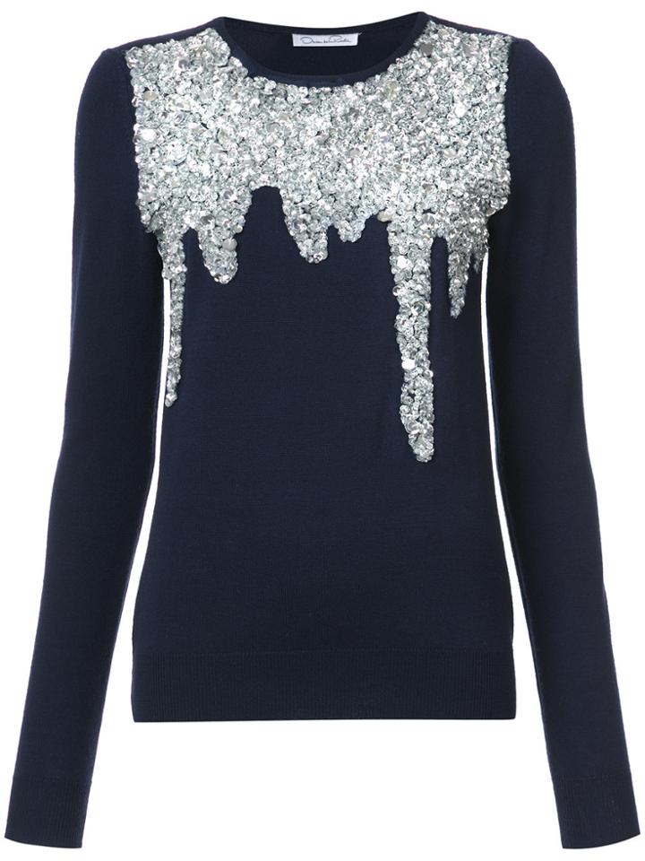 Oscar De La Renta Paillette-embellished Sweater - Black