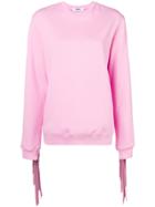 Msgm Fringe Detail Sweatshirt - Pink & Purple