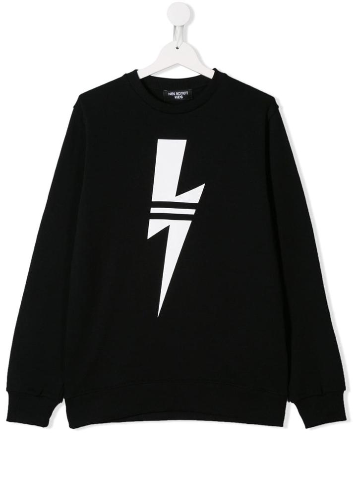 Neil Barrett Kids Lightning Bolt Printed Sweatshirt - Black