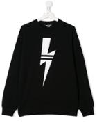 Neil Barrett Kids Lightning Bolt Printed Sweatshirt - Black