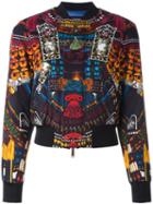 Dsquared2 'samurai' Print Bomber Jacket, Women's, Size: 40, Black, Cotton/spandex/elastane/polyester
