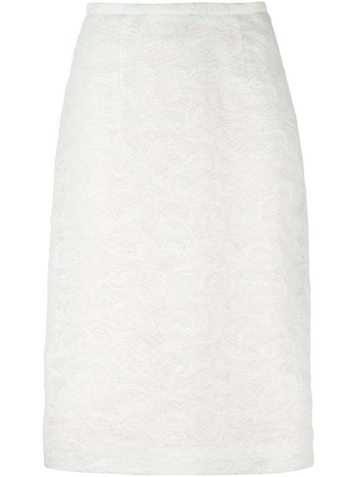 Jean Louis Scherrer Vintage Embroidered Pencil Skirt, Women's, Size: 40, White