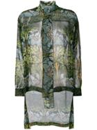 Alberta Ferretti Sheer Pussy Bow Blouse - Green