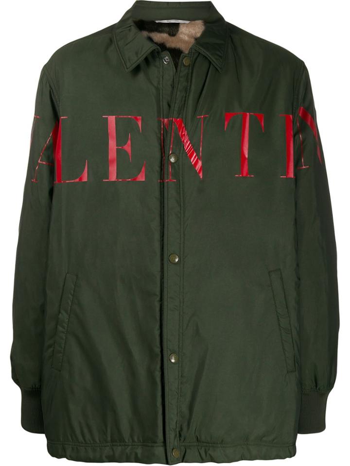 Valentino Logo Print Shirt Jacket - Green