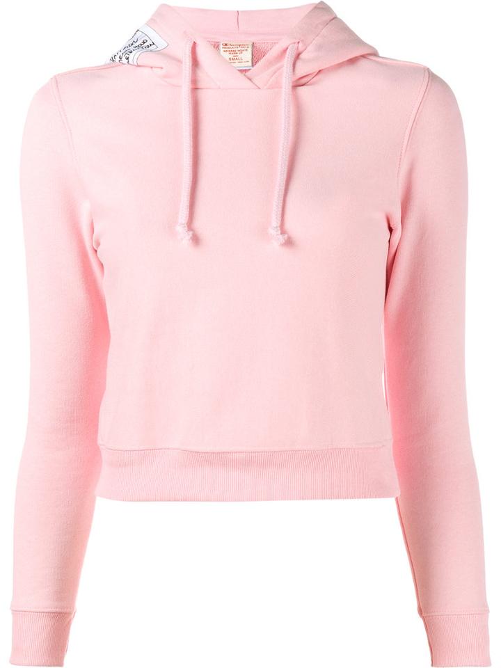 Vetements Vetements X Champion Cropped Hoodie, Women's, Size: Large, Pink/purple, Cotton/polyester