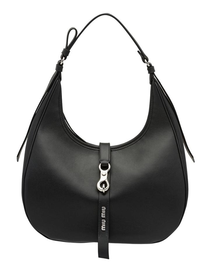 Miu Miu Clip Logo Tag Hobo Bag - Black