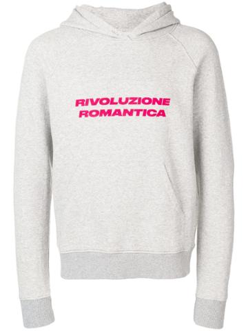 Paura 'rivolucione Romantica' Printed Hoodie - Grey