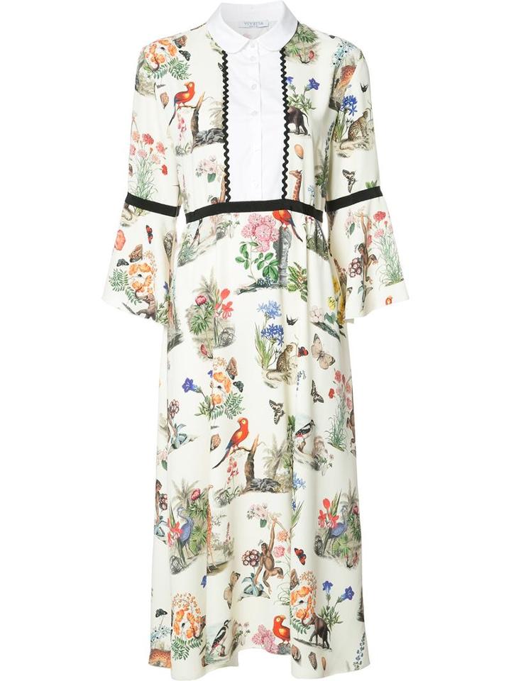 Vivetta Floral Print Dress, Women's, Size: 46, Nude/neutrals, Polyester/cotton