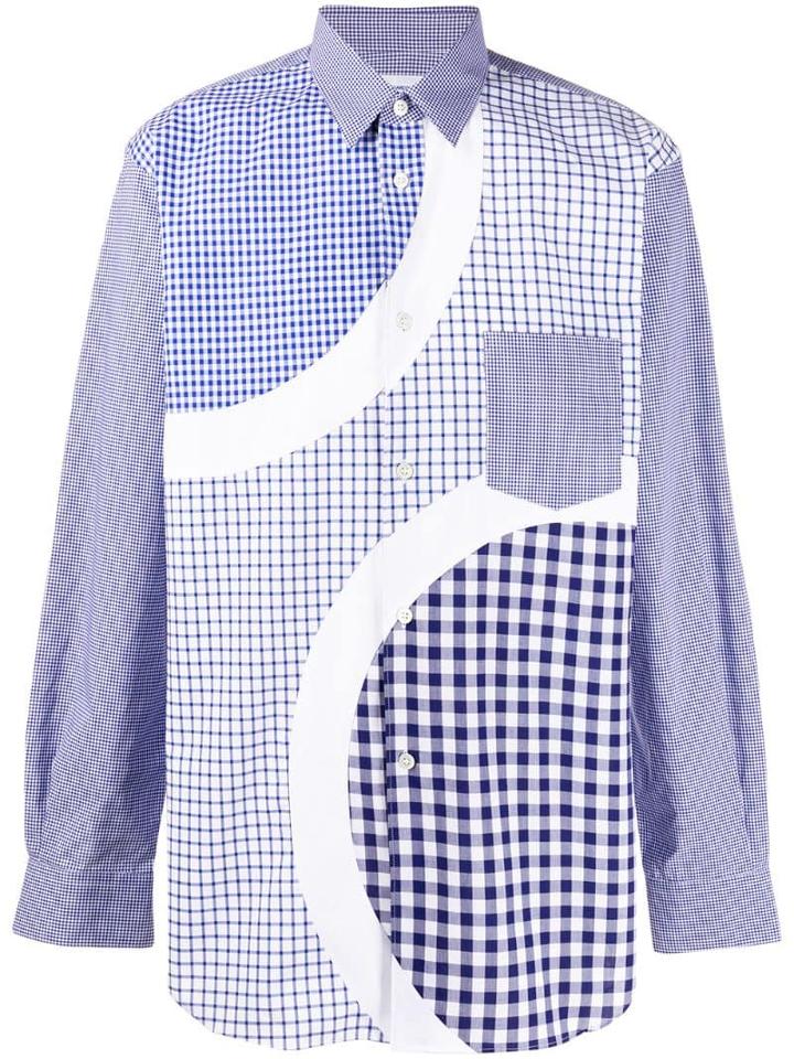 Comme Des Garçons Shirt Mixed Check Long Sleeved Shirt - Blue