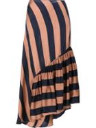 Stella Mccartney Fluid Striped Skirt, Women's, Size: 40, Brown, Silk/viscose