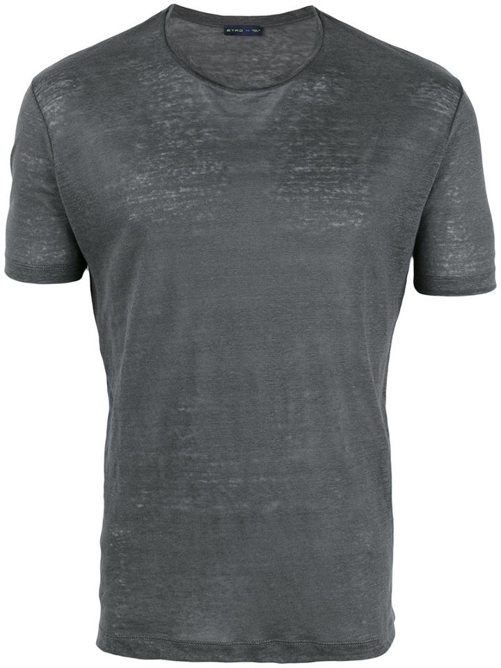 Etro Crew-neck T-shirt, Men's, Size: Medium, Grey, Linen/flax