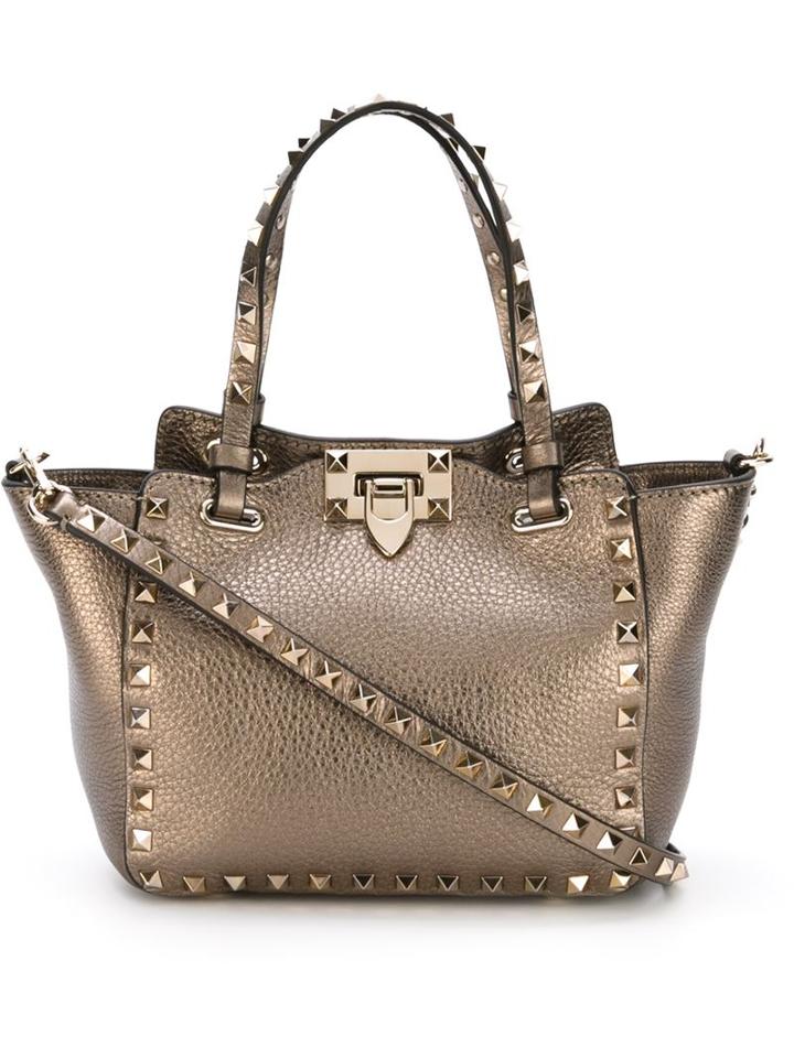 Valentino Mini 'rockstud' Tote, Women's, Grey