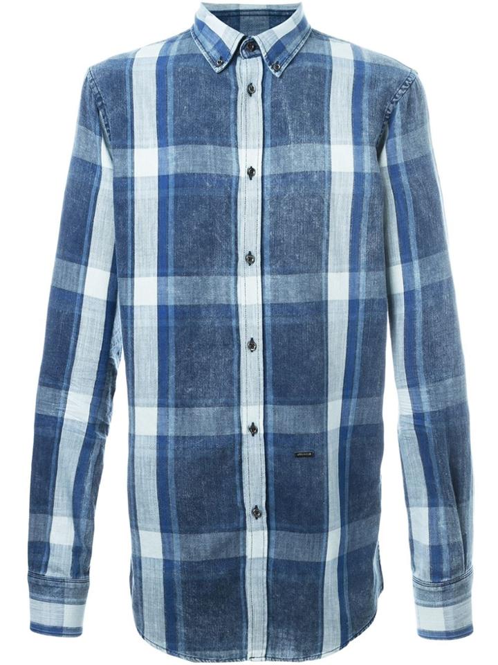 Dsquared2 Button Down Plaid Shirt - Blue