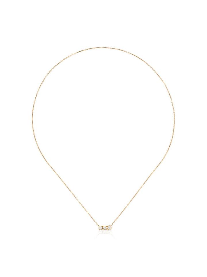 Shihara Yellow Gold Three Stone Diamond Necklace - Metallic