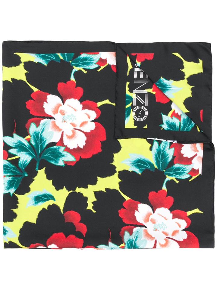 Kenzo Floral Printed Scarf - Black