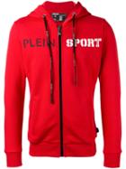 Plein Sport Logo Print Zipped Hoodie, Men's, Size: Medium, Red