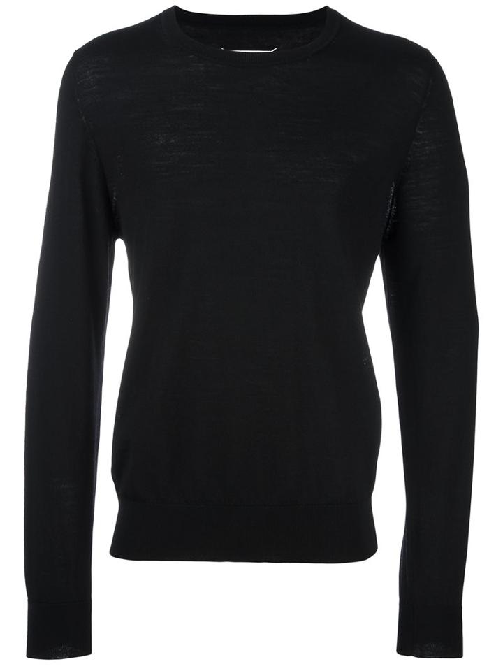 Maison Margiela Classic Crew Neck Sweater, Men's, Size: Small, Black, Wool