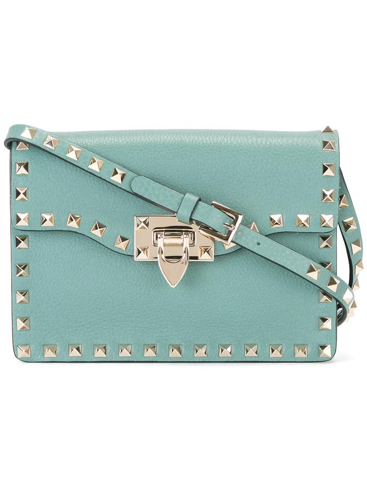 Valentino Valentino Garavani Rockstud Shoulder Bag, Women's, Green, Calf Leather/metal
