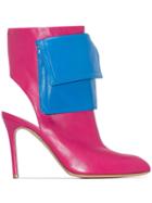 Natasha Zinko 100mm Pocket-detailed Two-tone Ankle Boots - Blue