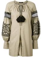 Wandering - Embroidered Belted Dress - Women - Cotton - 42, Green, Cotton