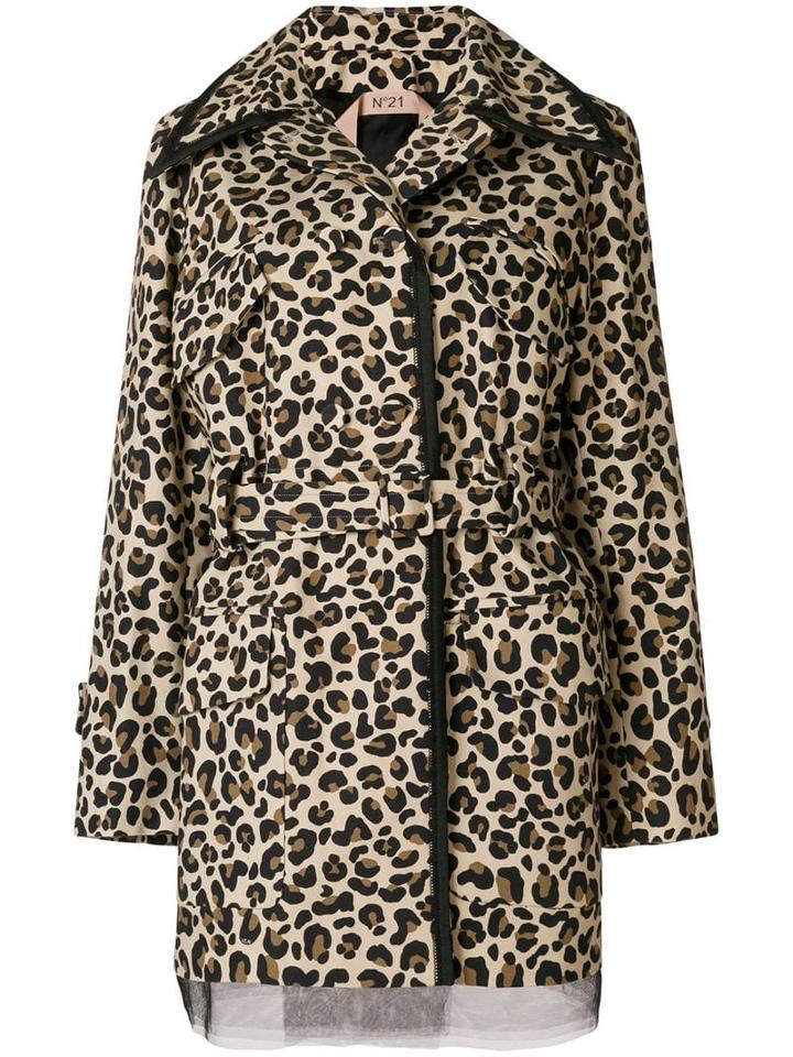 Nº21 Leopard Print Belted Jacket - Brown