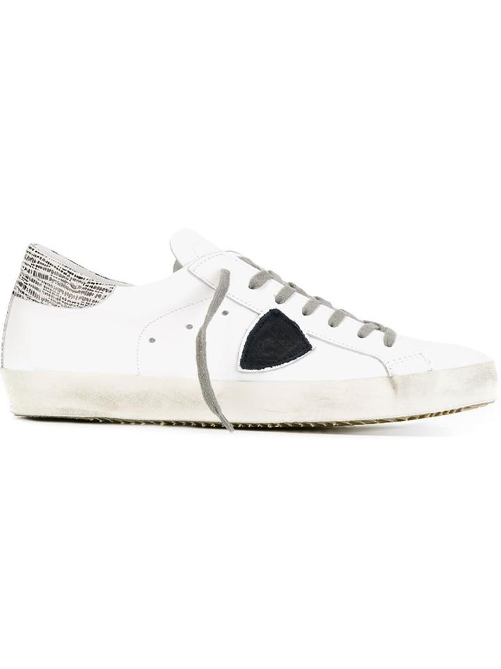 Philippe Model Logo Patch Sneakers, Men's, Size: 42, White, Leather/rubber/cotton