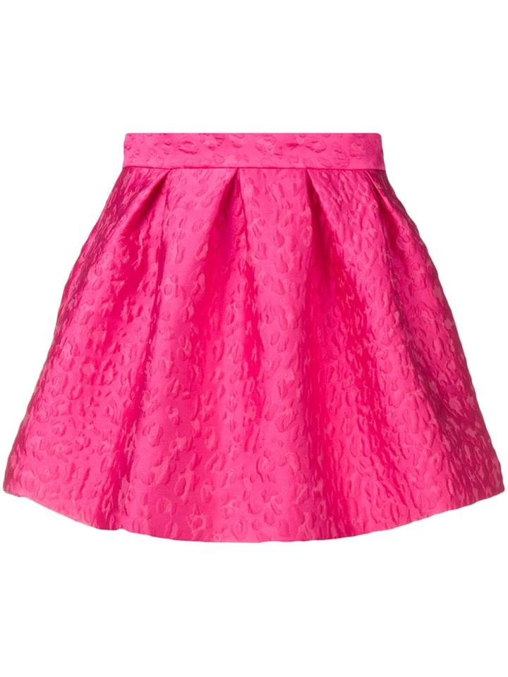 P.a.r.o.s.h. Leopard Cloqué Pleated Skirt - Pink