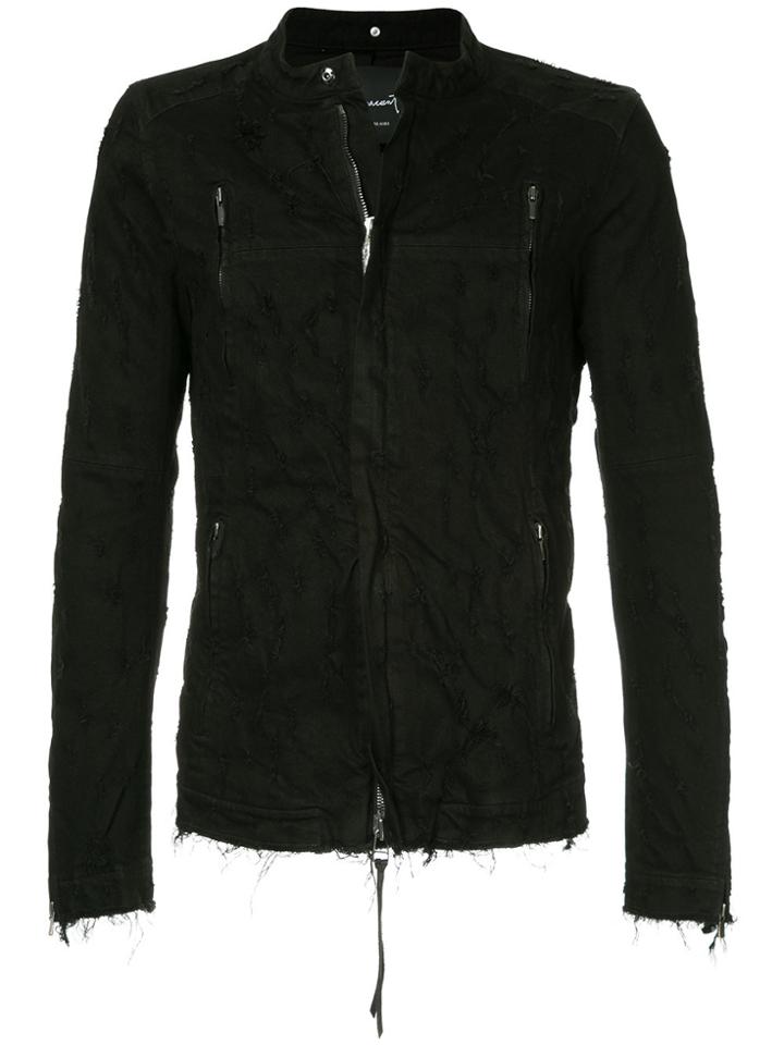 Fagassent Frayed Denim Jacket - Black