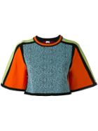 M Missoni - Cropped Colour-block Jumper - Women - Cotton/polyamide/viscose - S, Blue, Cotton/polyamide/viscose