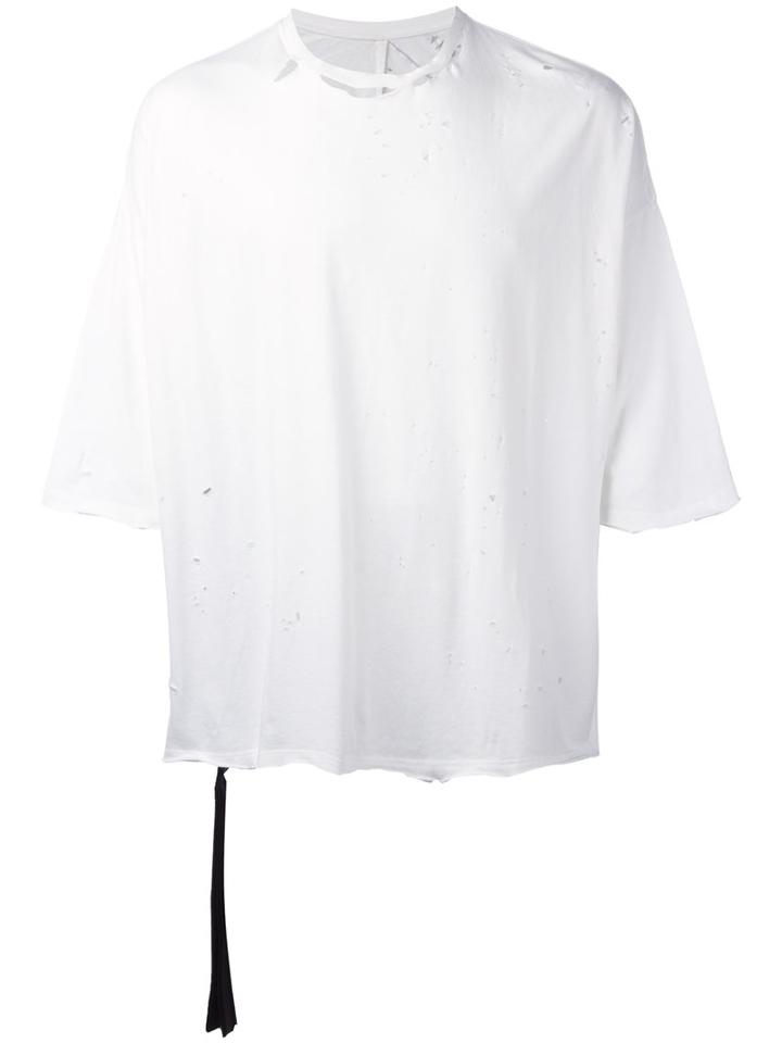Unravel Project Distressed Oversized T-shirt, Men's, Size: Small, White, Cotton