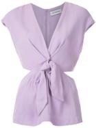 Olympiah Magnolia Front Knot Blouse - Purple