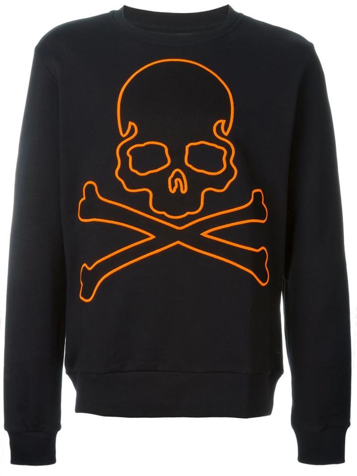 Philipp Plein Embroidered Skull Sweatshirt, Men's, Size: L, Black, Cotton
