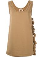 No21 Tassel Trim Tank, Women's, Size: 42, Nude/neutrals, Cotton